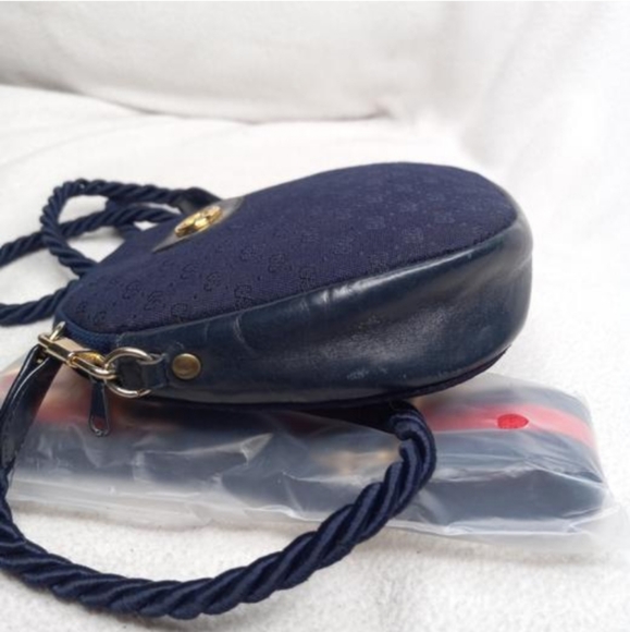 Authentic Vintage Gucci GG Monogram Web Clutch Fanny Bum Waist Belt Round Circle - Picture 9 of 11